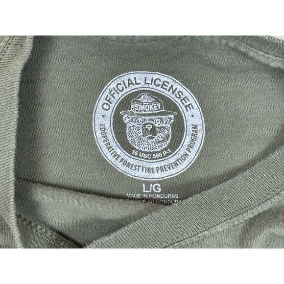 Smokey Bear Official License Cropped T Shirt Olive Green Women’s Large - Picture 6 of 16